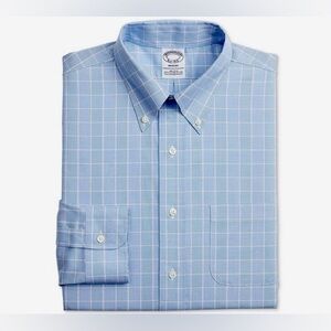 BROOKS BROTHERS Long Sleeve Men's Button Down Dress Shirt, Size 16 Blue Stripe